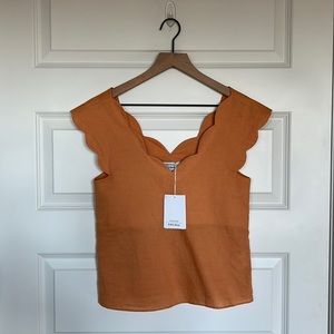 NWT & Other Stories Scalloped Linen Cotton Tank